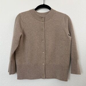 Oatmeal color wool cashmere fitted cardigan